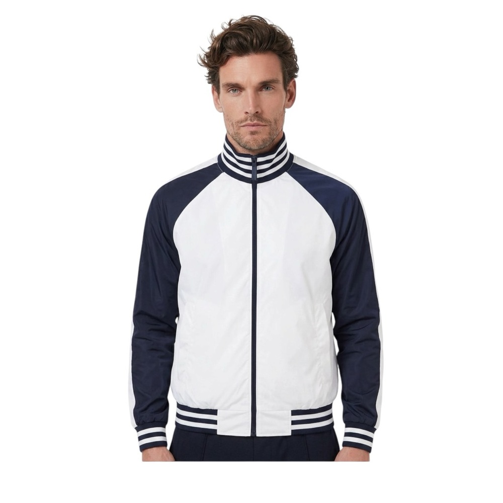 🖤 Emporio Armani Full Zip Track Bomber Jacket M ⚪️🖤 Monochrome Luxe Sport Style